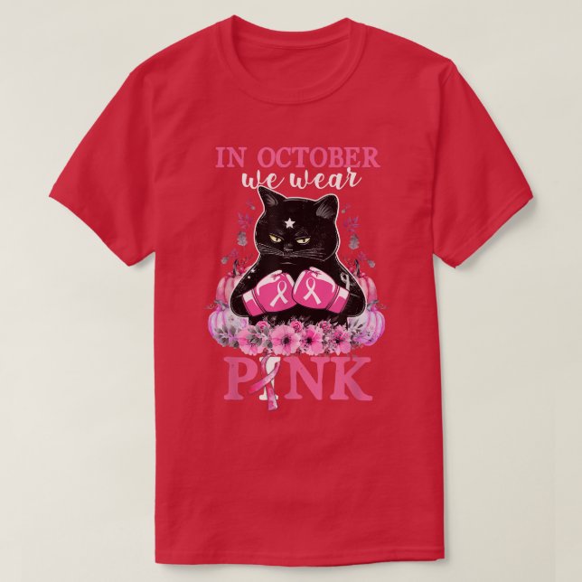 Camiseta En Octubre Usamos Cáncer De Mama De Gato De Calaba (Diseño del anverso)