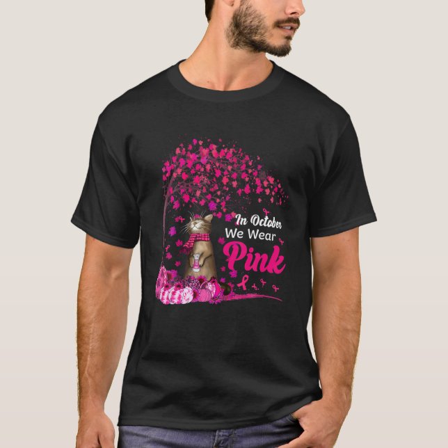 Camiseta En Octubre Usamos Cáncer De Mama De Gato De Calaba (Anverso)