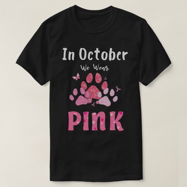 Camiseta En Octubre Usamos Cáncer De Mama De Gato De Perro  (Diseño del anverso)
