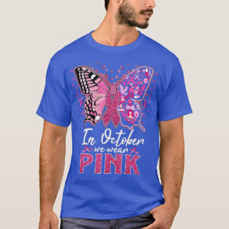 Camiseta En Octubre Usamos Cáncer De Mama De Mariposa Rosa