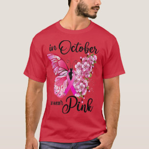 Camiseta En Octubre Usamos Cáncer De Mama De Mariposa Rosa