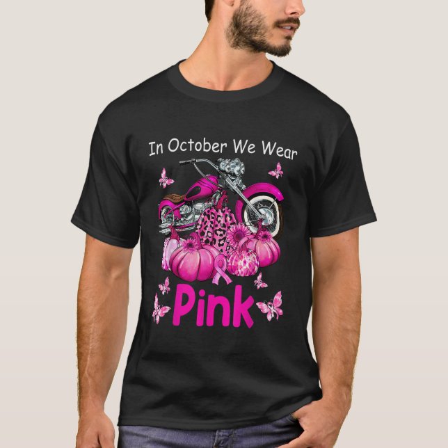 Camiseta En Octubre Usamos Cáncer De Mama De Moto Rosa B (Anverso)