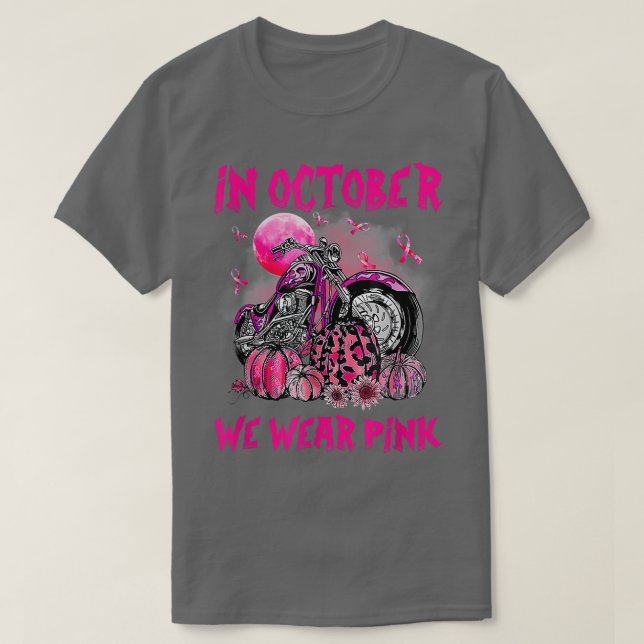 Camiseta En Octubre Usamos Cáncer De Mama De Moto Rosa B (Diseño del anverso)