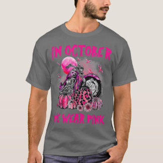 Camiseta En Octubre Usamos Cáncer De Mama De Moto Rosa B