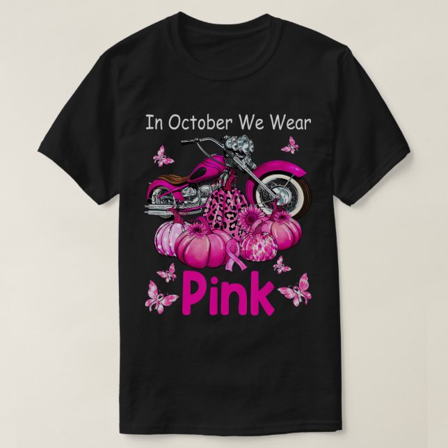 Camiseta En Octubre Usamos Cáncer De Mama De Moto Rosa B (Diseño del anverso)