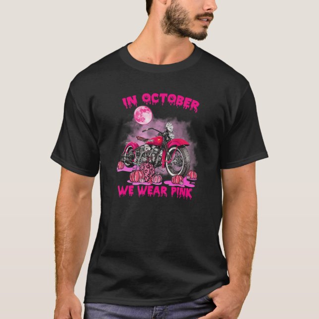 Camiseta En Octubre Usamos Cáncer De Mama De Moto Rosa B (Anverso)