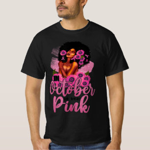 Camiseta En Octubre Usamos Cáncer De Mama De Mujer Negra Ro