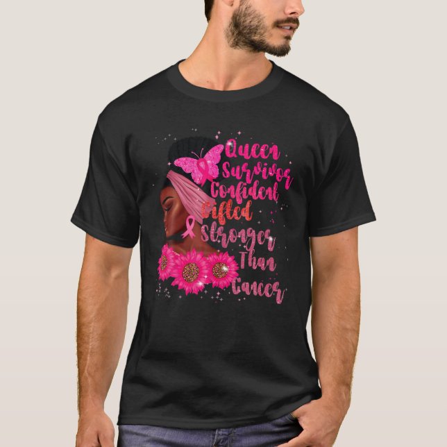 Camiseta En Octubre Usamos Cáncer De Mama De Mujer Negra Ro (Anverso)