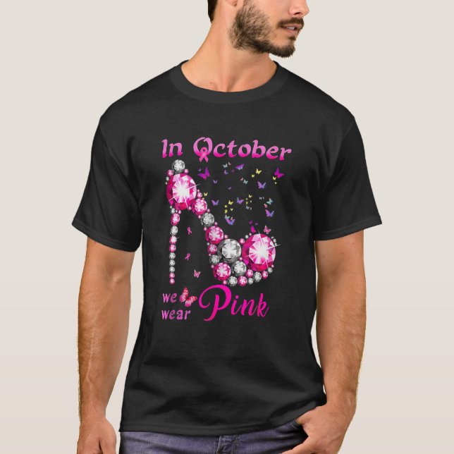 Camiseta En Octubre Usamos Cáncer De Mama De Techo Rosa (Anverso)