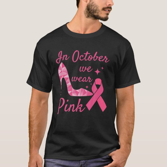 Camiseta En Octubre Usamos Cáncer De Mama De Techo Rosa (Anverso)