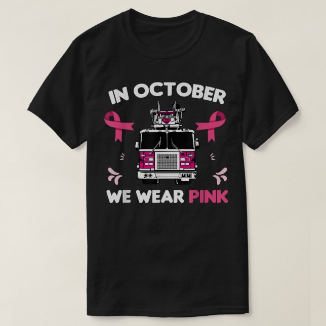 Camiseta En Octubre Usamos Cáncer De Mama De Un Bombero Ros (Diseño del anverso)