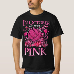Camiseta En Octubre Usamos Cáncer De Mama De Voleibol Rosa 
