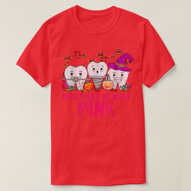Camiseta En Octubre Usamos Cáncer De Mama Dental De Cinta R (Diseño del anverso)