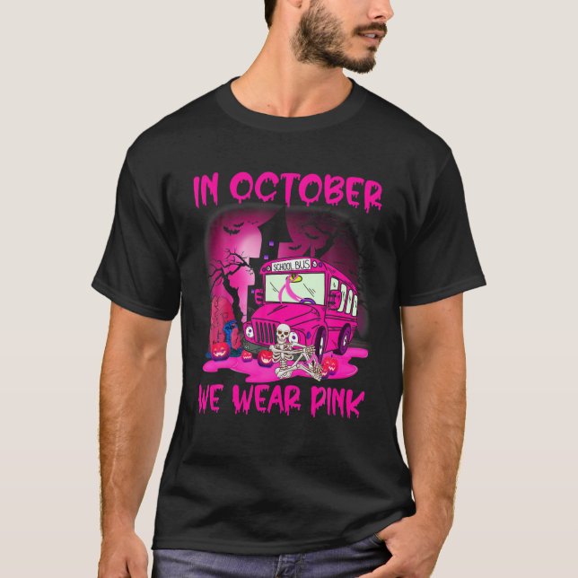 Camiseta En Octubre Usamos Cáncer De Mama En Autobús Escola (Anverso)
