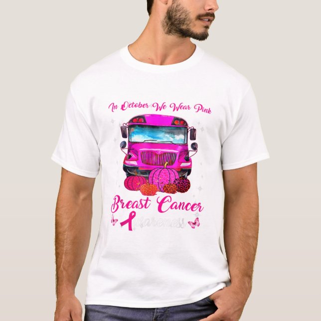 Camiseta En Octubre Usamos Cáncer De Mama En Autobús Escola (Anverso)