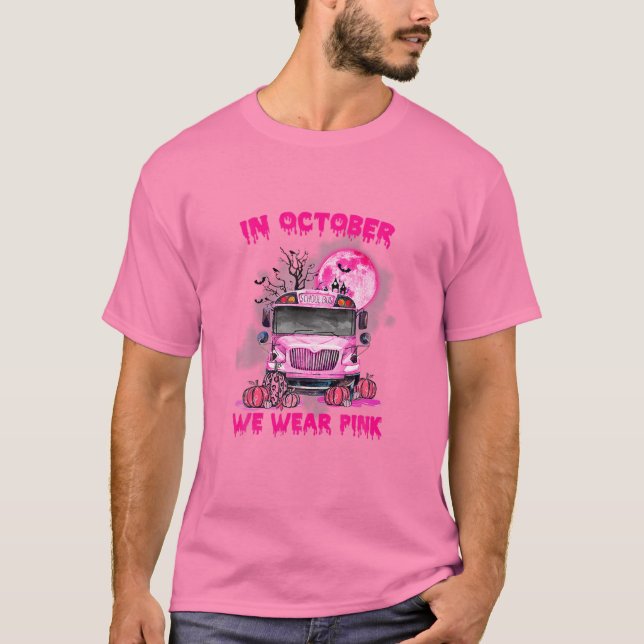 Camiseta En Octubre Usamos Cáncer De Mama En Autobús Escola (Anverso)