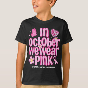 Camiseta En Octubre Usamos Cáncer De Mama Retro Rosa Disco