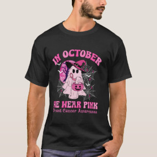 Camiseta En Octubre Usamos Cáncer De Mama Rosa Groovy Ghost