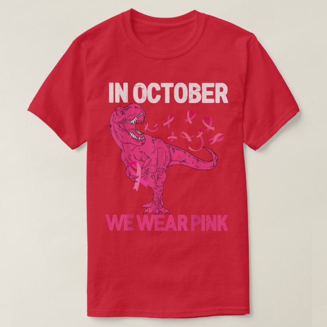 Camiseta En Octubre Usamos Cáncer De Mama Rosa Tre Dino Niñ (Diseño del anverso)