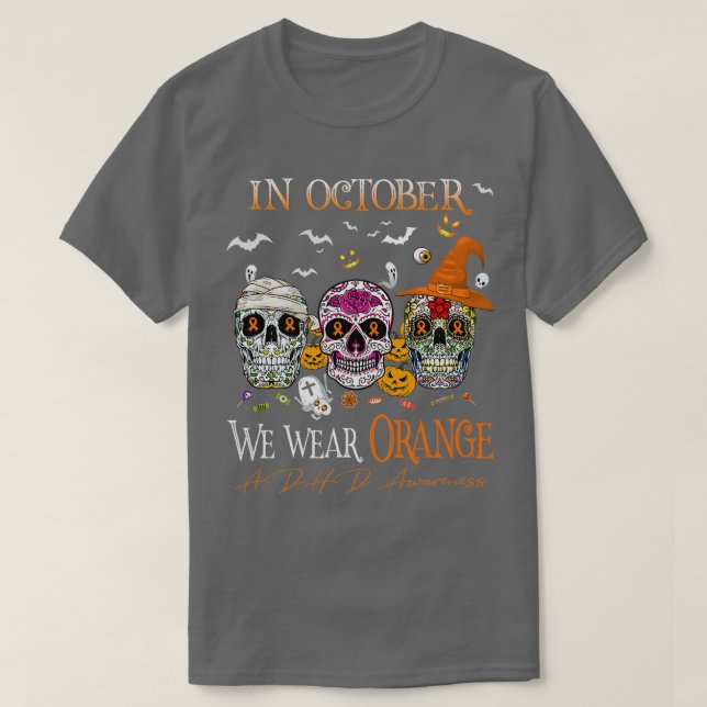 Camiseta En Octubre Usamos Conciencia Sobre El TDAH Naranja (Diseño del anverso)