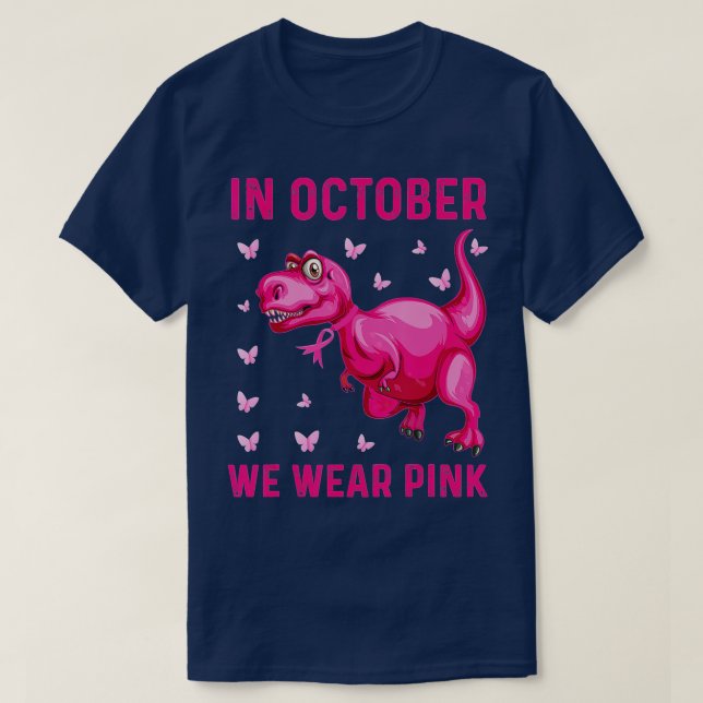 Camiseta En Octubre Usamos Dinosaurio Rosa (Diseño del anverso)