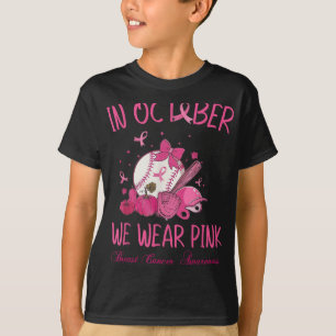 Camiseta En Octubre Usamos El Cáncer De Béisbol Rosa Awa