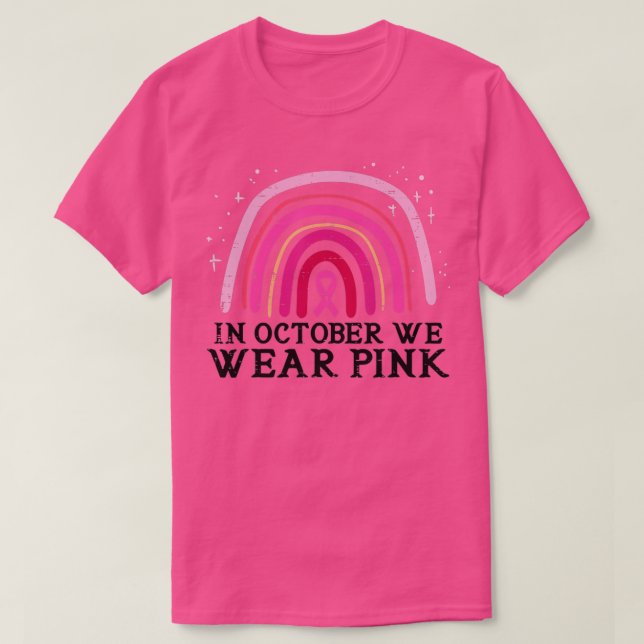 Camiseta En Octubre Usamos El Cáncer De Mama Arcoiris Rosad (Diseño del anverso)