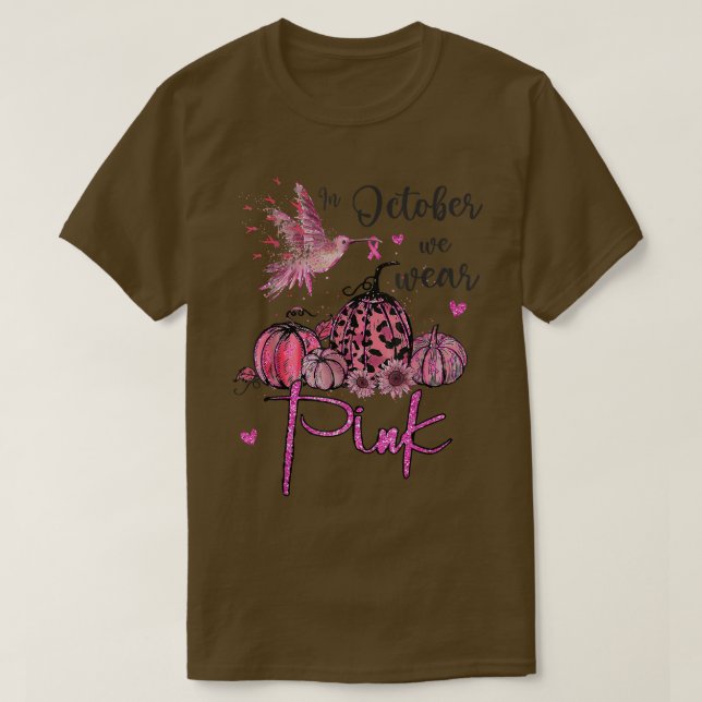 Camiseta En Octubre Usamos El Cáncer De Mama De Calabaza Ro (Diseño del anverso)