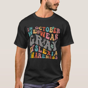 Camiseta En Octubre Usamos El Retro Gris Groovy Dyslexia Aw
