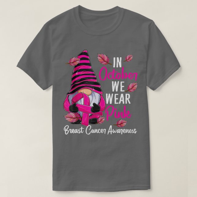Camiseta En Octubre Usamos El Rosa - Gnome Cáncer De Mama A (Diseño del anverso)