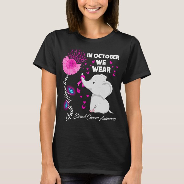 Camiseta En Octubre Usamos Elefante Rosa De Cáncer De Mama (Anverso)