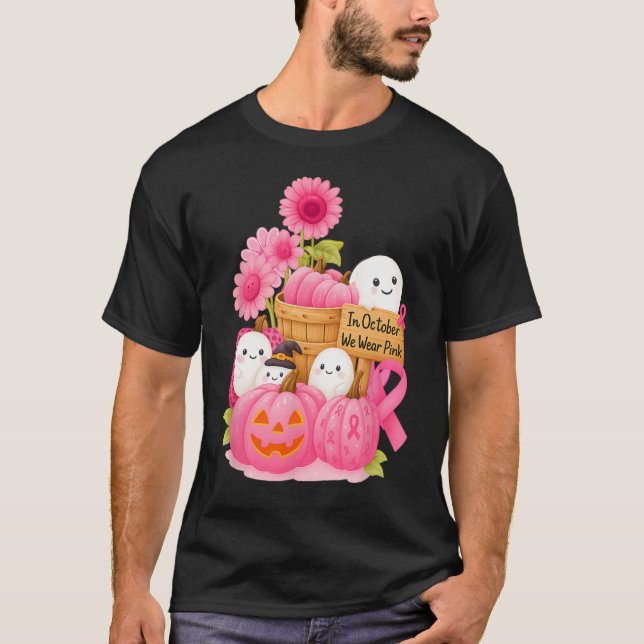 Camiseta En Octubre Usamos Fantasmas Y Calabazas Rosa Para  (Anverso)