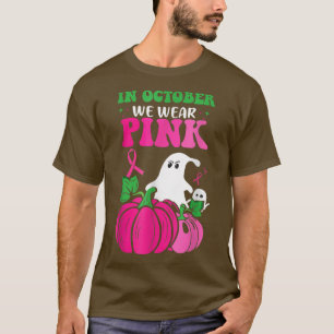Camiseta En octubre usamos fantasmas y calabazas rosas para