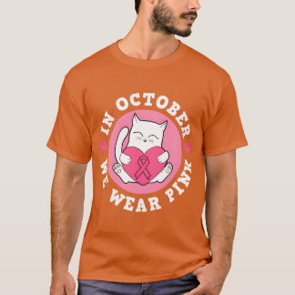 Camiseta En Octubre Usamos Gato Guerrero Del Cáncer De Mama