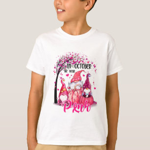 Camiseta En Octubre Usamos Gnomas Rosados Conscientes Del C