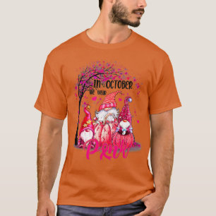 Camiseta En Octubre Usamos Gnomas Rosados Conscientes Del C