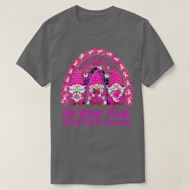 Camiseta En Octubre Usamos Gnome Rosado Para El Cáncer De M (Diseño del anverso)