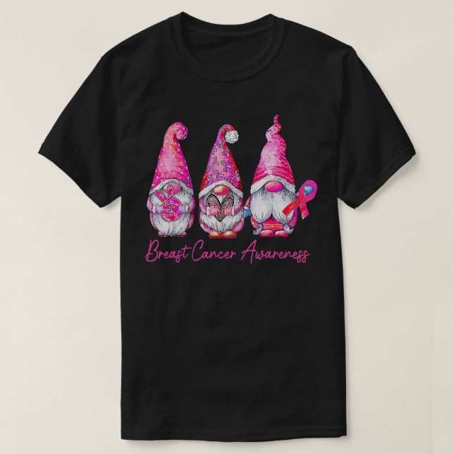 Camiseta En Octubre Usamos Gnome Rosado Para El Cáncer De M (Diseño del anverso)