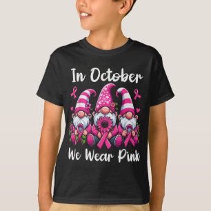 Camiseta En Octubre Usamos Gnome Rosado Para El Cáncer De M