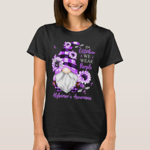 Camiseta En Octubre Usamos Gnomes Púrpura Alzheimer Awarene