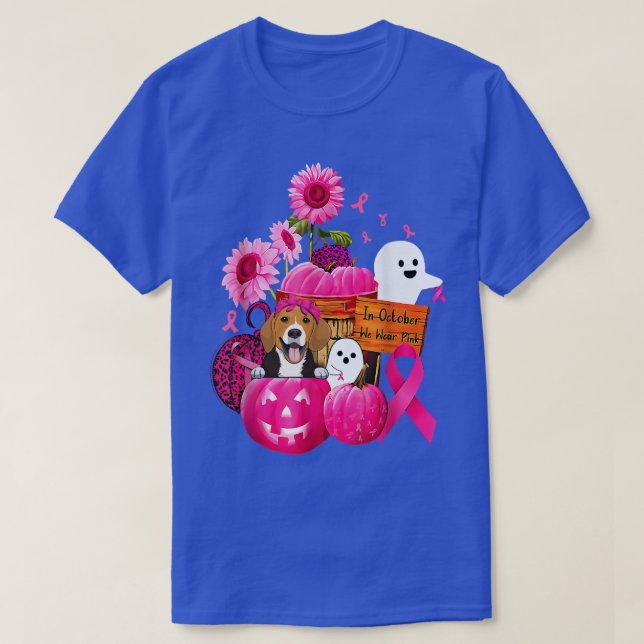Camiseta En Octubre Usamos Hallo De Cáncer De Mama Beagle R (Diseño del anverso)