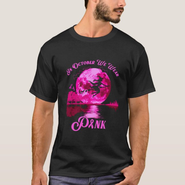 Camiseta En Octubre Usamos Halloween Con Cáncer De Mama Ros (Anverso)