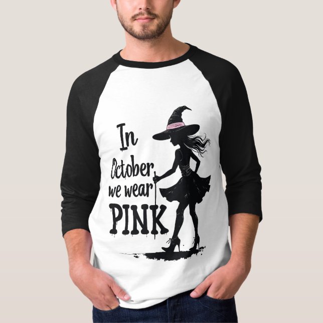 Camiseta En Octubre Usamos Halloween De Testigos Rosados (Anverso)