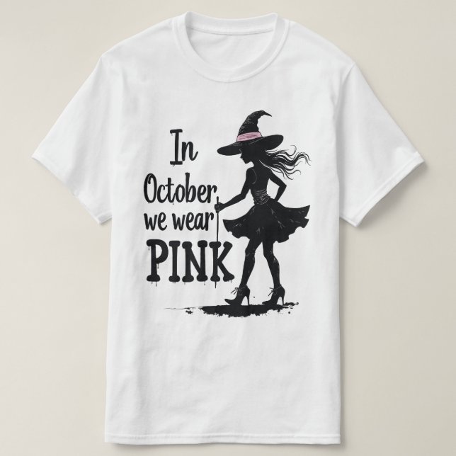 Camiseta En Octubre Usamos Halloween De Testigos Rosados (Diseño del anverso)