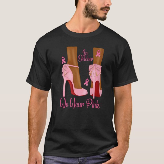 Camiseta En Octubre Usamos La Cinta Rosa Melanin Black Quee (Anverso)