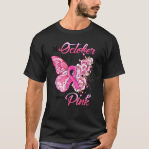 Camiseta En Octubre Usamos Mariposas Rosadas Con Flores