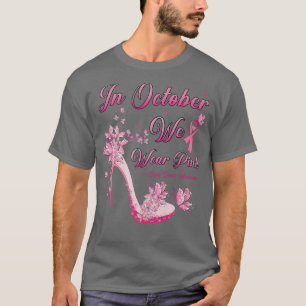 Camiseta En Octubre, Usamos Mariposas Rosadas De Talones Al