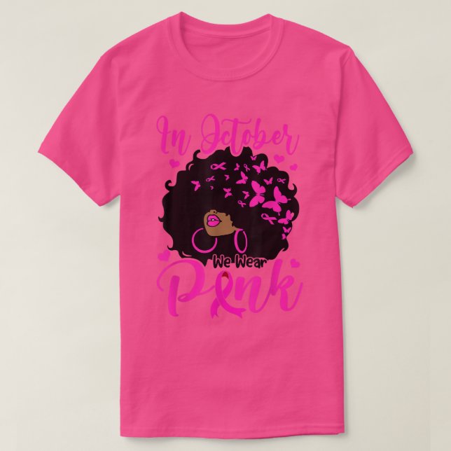 Camiseta En Octubre Usamos Mujeres De Afro Negro Rosa Ca De (Diseño del anverso)