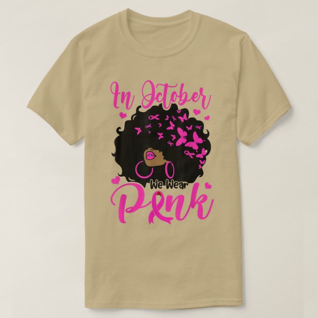 Camiseta En Octubre Usamos Mujeres De Afro Negro Rosa Ca De (Diseño del anverso)