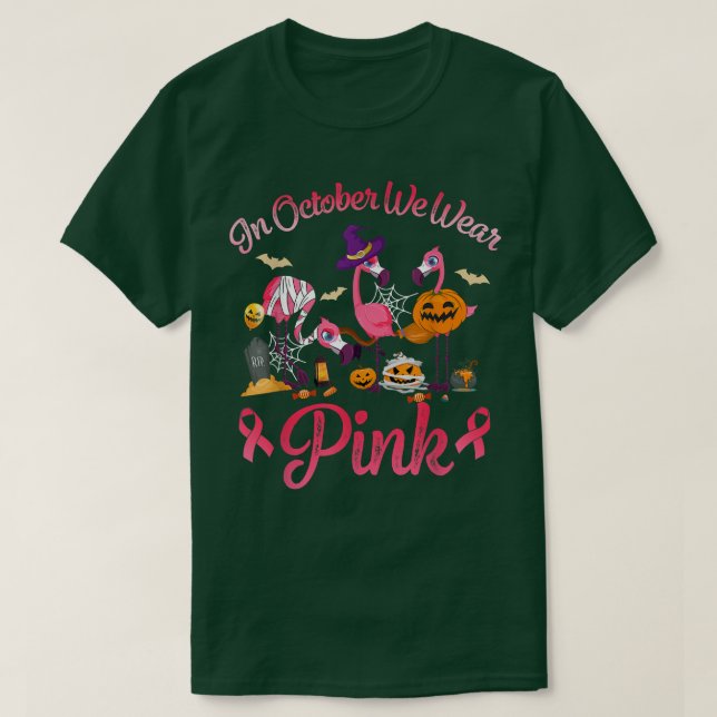Camiseta En Octubre, Usamos Pechuga Rosada De Halloween Fla (Diseño del anverso)